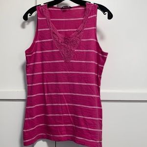 Tommy Hilfiger Medium Fuscia Pink Striped Lace Tank